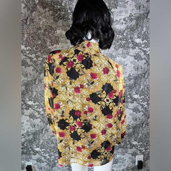 Baroque Print Keyhole Blouse - Picture 5 of 8